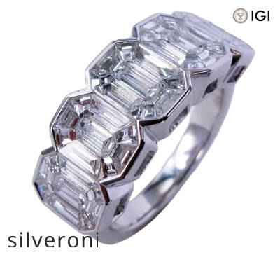 2.75 Carat Emerald Cut Natural Diamond 5-Stone Statement Band - 1