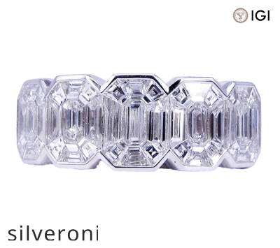 2.75 Carat Emerald Cut Natural Diamond 5-Stone Statement Band - 2