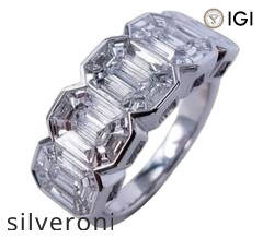 2.75 Carat Emerald Cut Natural Diamond 5-Stone Statement Band - 3