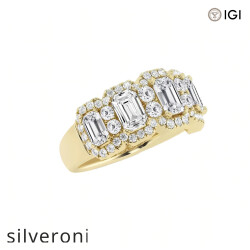 2.98 Carat Emerald and Round Lab Grown Diamond Band 14K Yellow Gold VS1 - 2