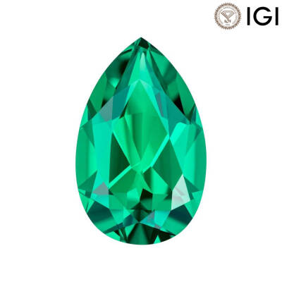 3.48 Carat Pear Cut Lab-Created Emerald - 1