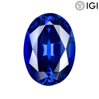 3.95 Carat Oval Cut Lab-Created Blue Sapphire - 1