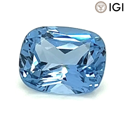 3.97 Carat Cushion Cut Lab-Created Aqua Blue Spinel - 1
