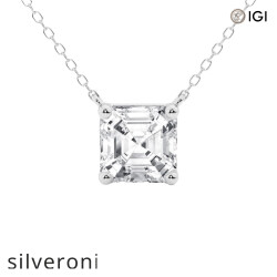 3 Carat Asscher Lab Grown Diamond Solitaire Pendant in Platinum - 1