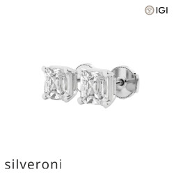 3 Carat Asscher Lab Grown Diamond Solitaire Stud Earrings in Platinum, E, VS1 - 2