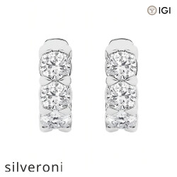 3 ct Cushion Lab Grown Diamond Huggie Hoop Earrings in Platinum - Silveroni