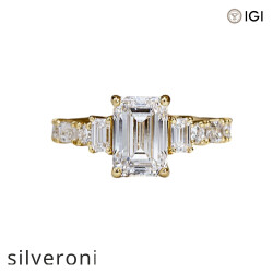 3.00 Carat Emerald Cut Lab Grown Diamond 18K Yellow Gold Ring - 2