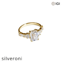 3.00 Carat Emerald Cut Lab Grown Diamond 18K Yellow Gold Ring - 3
