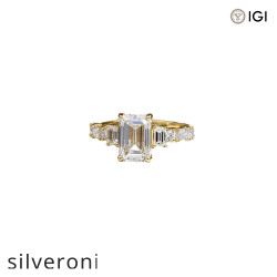 3.00 Carat Emerald Cut Lab Grown Diamond 18K Yellow Gold Ring - 4