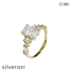 3.00 Carat Emerald Cut Lab Grown Diamond 18K Yellow Gold Ring - 5