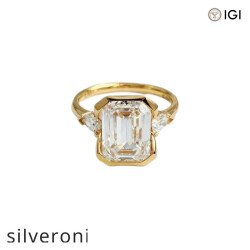 3.00 Carat Emerald Cut Lab Grown Diamond Ring - Silveroni