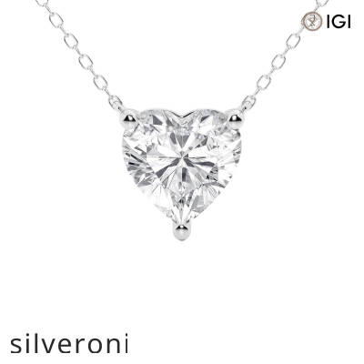 3.00 Carat Heart Lab Grown Diamond Solitaire Pendant Platinum - 1