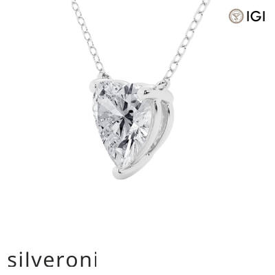 3.00 Carat Heart Lab Grown Diamond Solitaire Pendant Platinum - 2