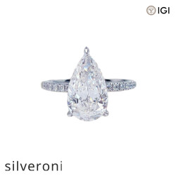 3.00 Carat Pear Cut Lab Grown Diamond Ring - Silveroni