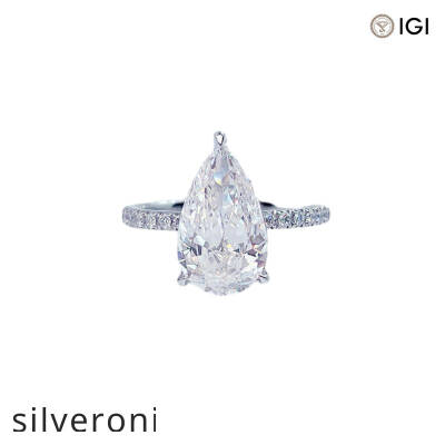 3.00 Carat Pear Cut Lab Grown Diamond Ring - 2