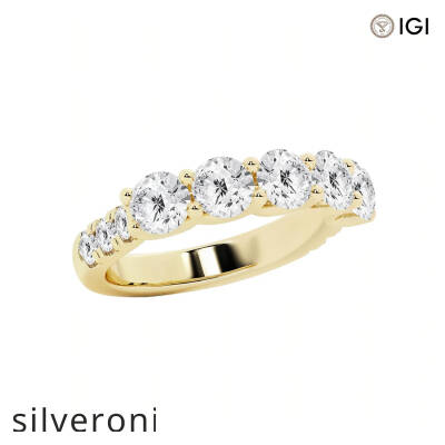 3.00 Carat Round Lab Grown Diamond Five-Stone Band in 14K Yellow Gold - 2