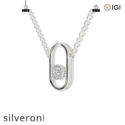 3.00 mm Round EF VS Lab Grown Diamond Pendant in Oval Outline - Silveroni