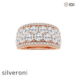 3.01 Carat Round Lab Grown Diamond Multi Row Band in 14K Rose Gold - Silveroni