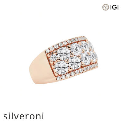 3.01 Carat Round Lab Grown Diamond Multi Row Band in 14K Rose Gold - 2