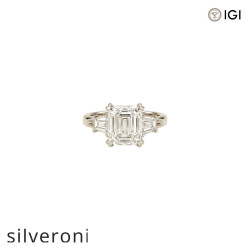 3.08 Carat Asscher Cut Lab Grown Diamond Three-Stone Ring - Silveroni