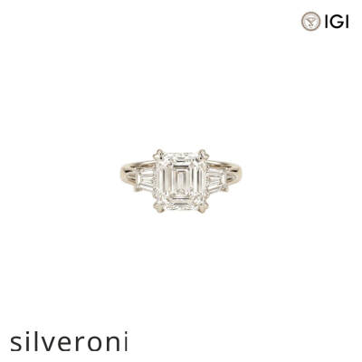 3.08 Carat Asscher Cut Lab Grown Diamond Three-Stone Ring - 1