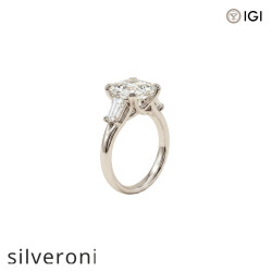3.08 Carat Asscher Cut Lab Grown Diamond Three-Stone Ring - 2