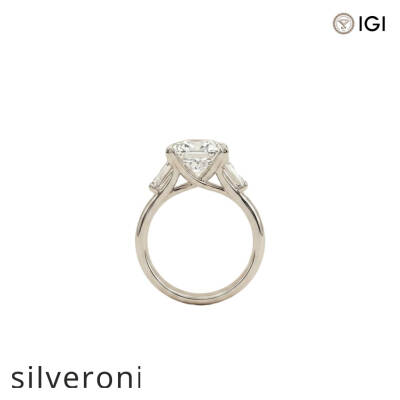 3.08 Carat Asscher Cut Lab Grown Diamond Three-Stone Ring - 3
