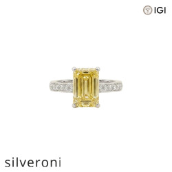 3.08 Carat Emerald Cut VS2 Lab Grown Diamond Half Band Ring - Silveroni