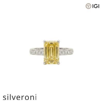 3.08 Carat Emerald Cut VS2 Lab Grown Diamond Half Band Ring - 1