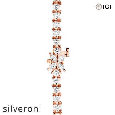 3.08 Carat Marquise Lab Grown Diamond Tennis Bracelet in Rose Gold - 4