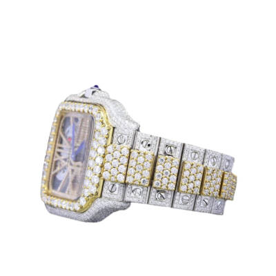 31.0 Carat Round Lab-Grown Diamond Two Tone Yellow Gold Watch - 2