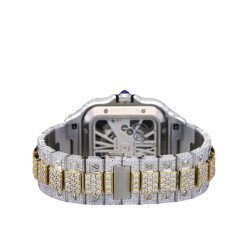 31.0 Carat Round Lab-Grown Diamond Two Tone Yellow Gold Watch - 5