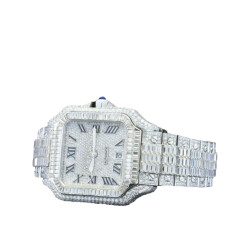 31.0 Carat Round Lab Grown Diamond Watch with Black Roman Numerals - 2