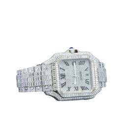 31.0 Carat Round Lab Grown Diamond Watch with Black Roman Numerals - 3