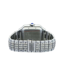 31.0 Carat Round Lab Grown Diamond Watch with Black Roman Numerals - 4