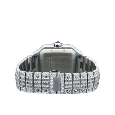 31.0 Carat Round Lab Grown Diamond Watch with Black Roman Numerals - 4