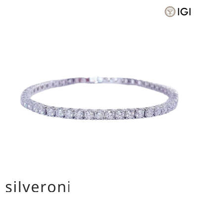 3.14 Carat Round Lab Grown Diamond Tennis Bracelet in 18K Gold - 1