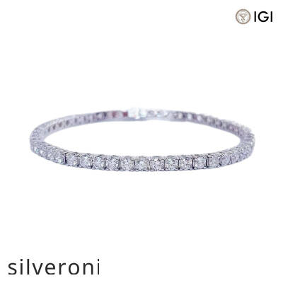 3.14 Carat Round Lab Grown Diamond Tennis Bracelet in 18K Gold - 2