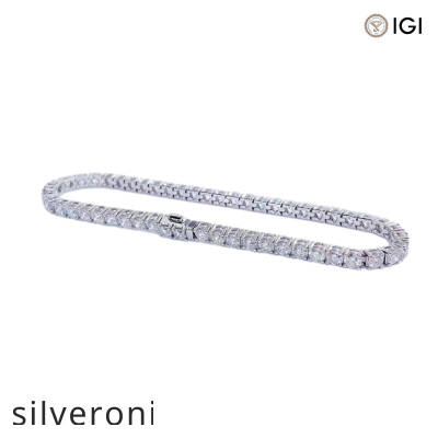 3.14 Carat Round Lab Grown Diamond Tennis Bracelet in 18K Gold - 3