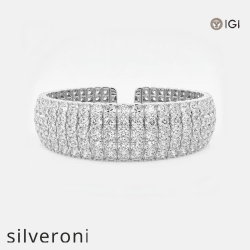 32.5 Carat Lab Grown Diamond Multi-Row Flex Cuff Armband 7 Inch 14K White Gold - Silveroni