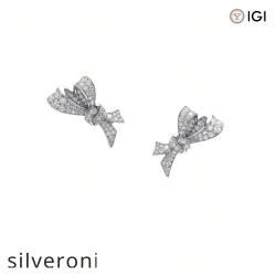 3.30 Carat Pavé Diamond Bow Stud Earrings in White Gold - Silveroni