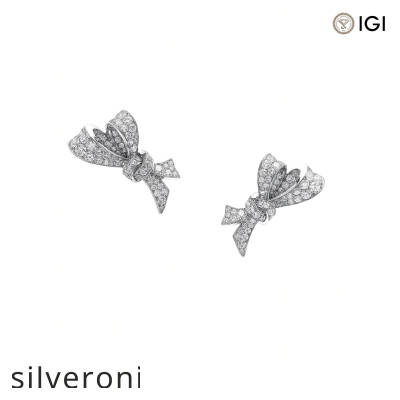 3.30 Carat Pavé Diamond Bow Stud Earrings in White Gold - 1