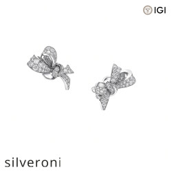 3.30 Carat Pavé Diamond Bow Stud Earrings in White Gold - 2