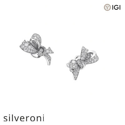 3.30 Carat Pavé Diamond Bow Stud Earrings in White Gold - 2