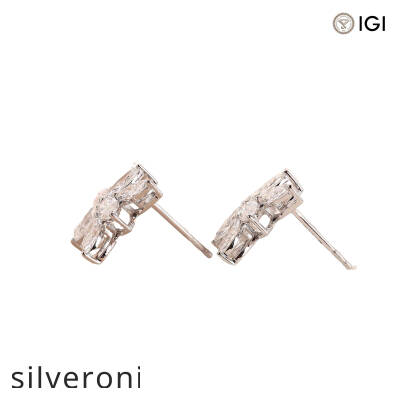 3.33 Carat Marquise Lab Grown Diamond Stud Earrings in 14K White Gold - 3