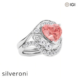 3.50 Carat Heart Shape Fancy Pink Lab Grown Diamond Engagement Ring - 4