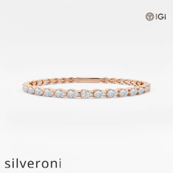 3.50 Carat Pear Lab Grown Diamond Flex Bangle Bracelet 14K Rose Gold - Silveroni