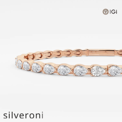 3.50 Carat Pear Lab Grown Diamond Flex Bangle Bracelet 14K Rose Gold - 2