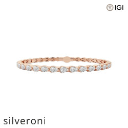 3.50 Carat Pear Lab Grown Diamond Flex Bangle Bracelet in 14K Rose Gold - Silveroni