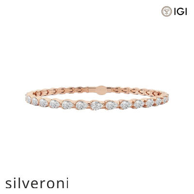 3.50 Carat Pear Lab Grown Diamond Flex Bangle Bracelet in 14K Rose Gold - 1